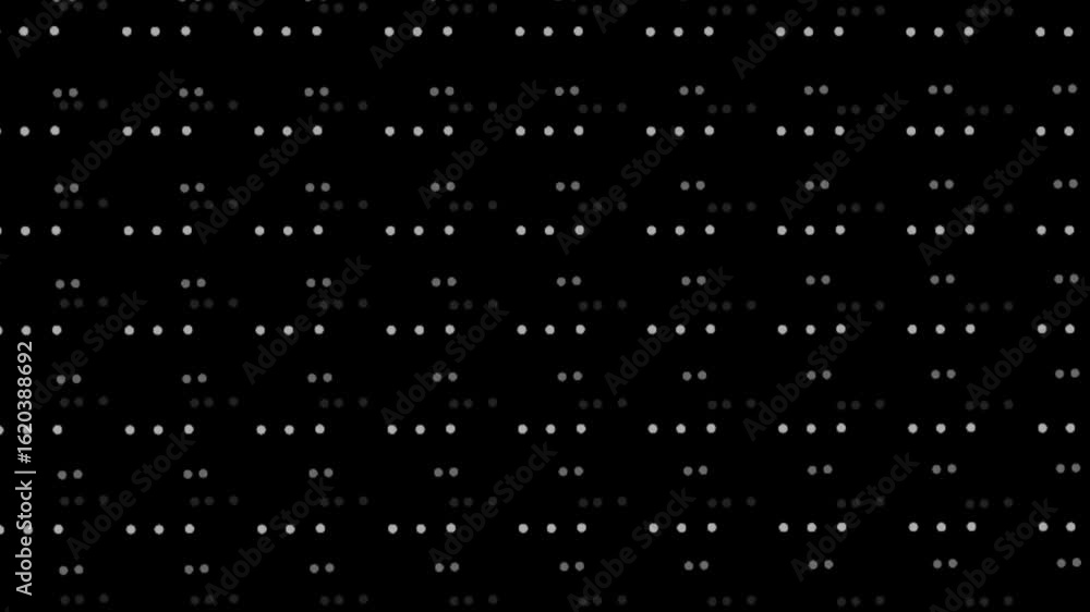 Poster animated technological background with multiple white dots fading in and out.