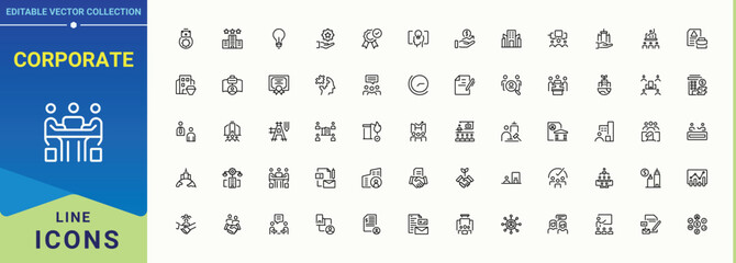 Corporate line icon set. Morality And Values related icon set. Modern vector illustration. It contains symbols to value, moral, commitment, ethic, morality and more. Pixel perfect. Editable stroke.