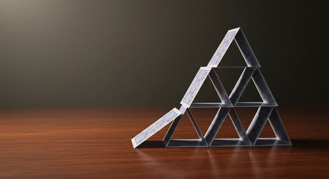 A fragile house of cards represents mental health and emotional balance.