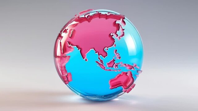 Transparent Pink and Blue Globe Showing Earth