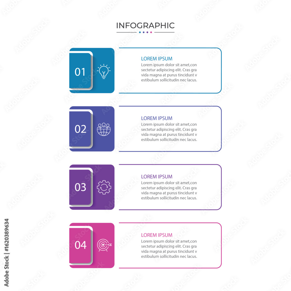 Aufkleber timeline infographic design element and number options. business concept with 4 steps.
