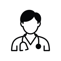 Simple icon of a doctor with a stethoscope