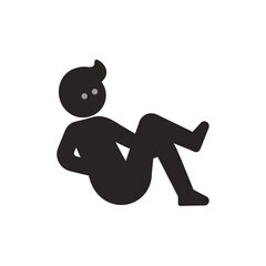 Stylized person sitting with bent legs isolated on white background