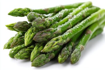 Fresh green asparagus spears ready for cooking and healthy meals in a kitchen setting