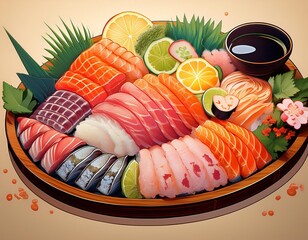 Generated image
新鮮な刺身のイラスト