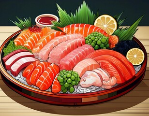 Generated image
新鮮な刺身のイラスト