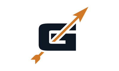 Letter G with arrow going up monogram logo design
