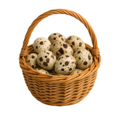basket with quail eggs. natural farm eggs