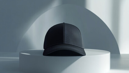 Black baseball cap mockup on white background