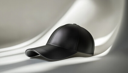 Black baseball cap mockup on white background