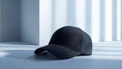 Black baseball cap mockup on white background