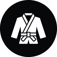 Martial arts uniform icon in black circle