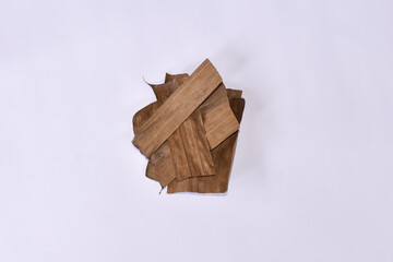 Banana leaves (Musa paradisiaca L) on white background, Dry leaves