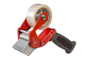 Manual tape dispenser with red handle for packing and sealing cardboard boxes with ease