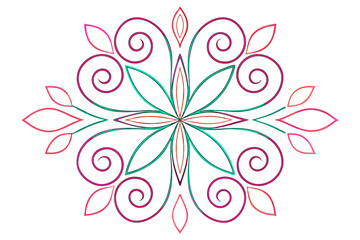 Floral swirl in pastel colors in abstract hand-drawn style