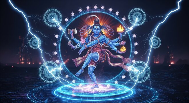 nataraja wallpaper, shiva dance hd, neon shiva nataraja, shivratri nataraja image, shiv ji glowing rings, mahadev wallpaper for pc, shiva digital art, nataraja 4k image, shiv bhagwan wallpaper