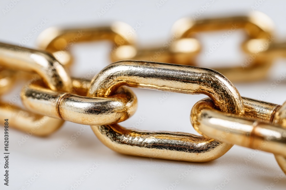 Poster metallic gold chain links displayed on a neutral background showcasing texture and sheen