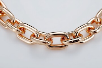 Obraz premium Shiny gold chain with interlocking links displayed on a smooth surface
