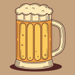 Beer mug with foam in vintage style