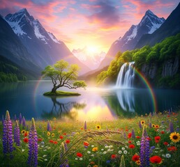 sunrise over the lake