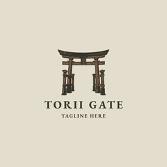 Torii gate logo icon design vector illustration