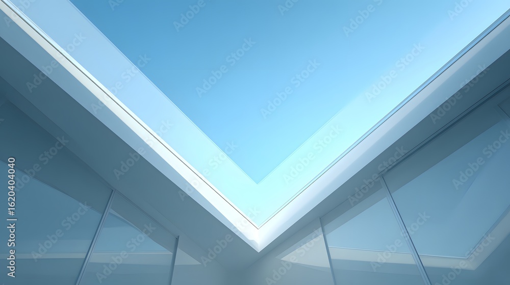 Poster modern architecture with a skylight.