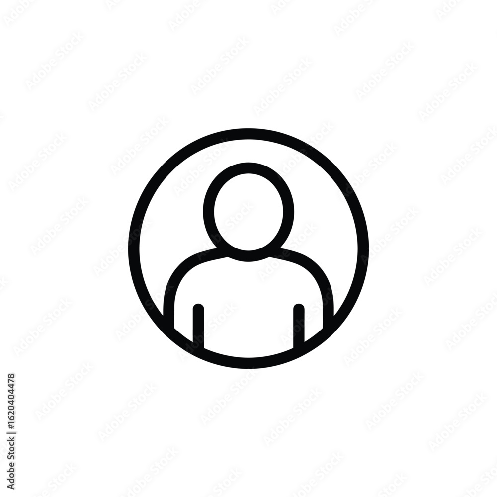 Poster simple outline icon of a person inside a circle