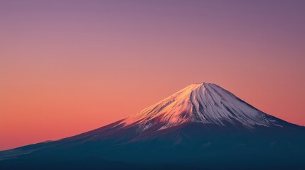 Mount Fuji at golden hour in warm sunset light
