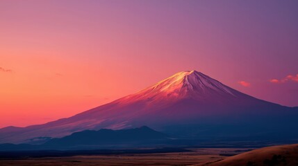 Tranquil sunset scene with Mount Fuji