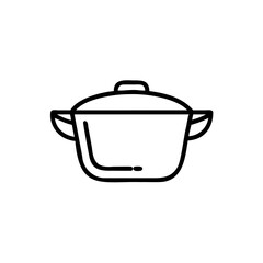 Outline a cooking pot with handles lid kitchen food