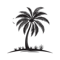 Black Beach Palm Tree Vector Symbol