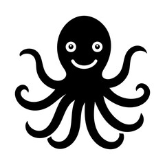 Vector cartoon octopus silhouette with smiling face © SreemotiSapnaRani