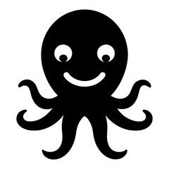 Obraz premium Vector cartoon octopus silhouette with smiling face
