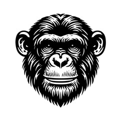 Obraz premium Stylized Black and White Chimpanzee Face Illustration.