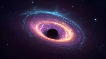 Obraz premium An awe-inspiring black hole with swirling galaxy dust provides a cosmic backdrop. Perfect for science, technology, and futuristic design projects. High-impact visual.