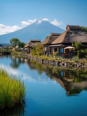Oshino Hakkai in Clear Weather with Mount Fuji