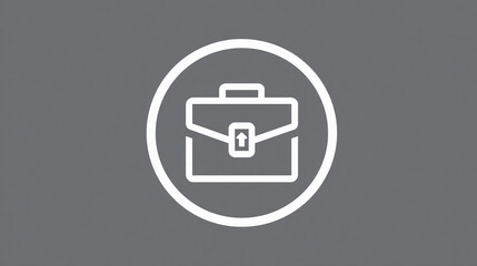 Obraz premium Briefcase icon white line with circle on gray background