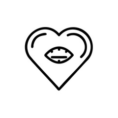 Outline heart with open mouth teeth icon love