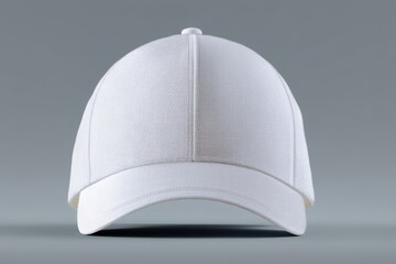 Plain White Baseball Cap on Gray Background Ideal for Fashion and Sports Related Projects