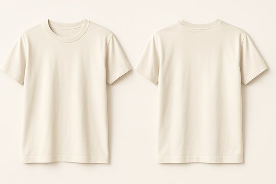 Minimalist beige t shirt front and back view mockup for custom designs and branding, neutral and simple style