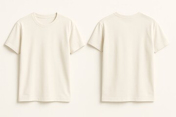 Naklejka premium Blank cream t shirt mockup for print designs and branding, minimalist front and back views for easy editing