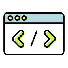 Browser window with code programming isolated on white background