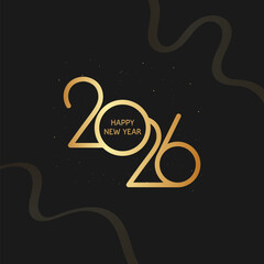 2026 Happy New Year Background Design with Golden Elements. New Year 2026 Template Vector Art