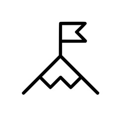 Fototapeta premium Mountain Peak with Flag Line Icon 