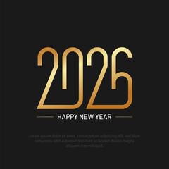 Happy New Year 2026 Celebration Design. 2026 Logo Text Template for New Year. Vector Illustration