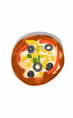 Mini pizza With cheese filling, paprika, olives, fresh corn
