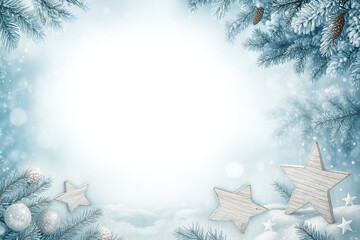 christmas background with fir branches and snow