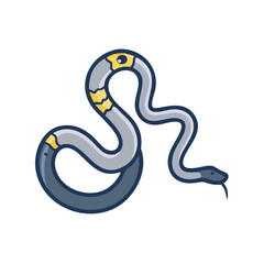 colorful cartoon snake character, playful design, isolated on white background, 