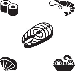 Seafood UI Icons Pack &mdash; Fish, Shellfish, and Ocean Food in Flat StyleSeafood UI Icons Pack &mdash; Fish, Shellfish, and Ocean Food in Flat Style