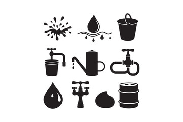 Collection of water related icons and symbols